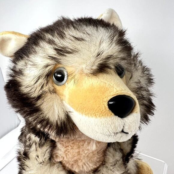 Petting Zoo Wolf Plush Stuffed Animal Gray Brown Realistic 11” Eco Friendly Soft - Picture 1 of 9